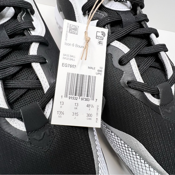 Adidas Men’s Icon 6 Bounce Metal Cleats Black/White Size 13.5 - Picture 5 of 9